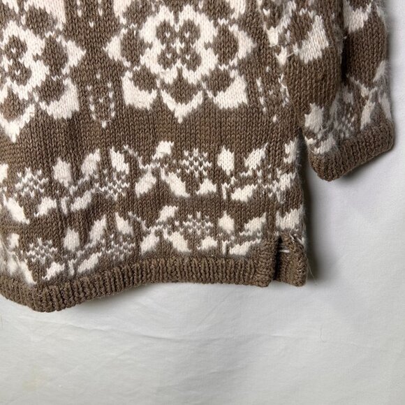 Express Handknitted International Vintage Tan and White Cotton Angora Sweater XS - Picture 7 of 11